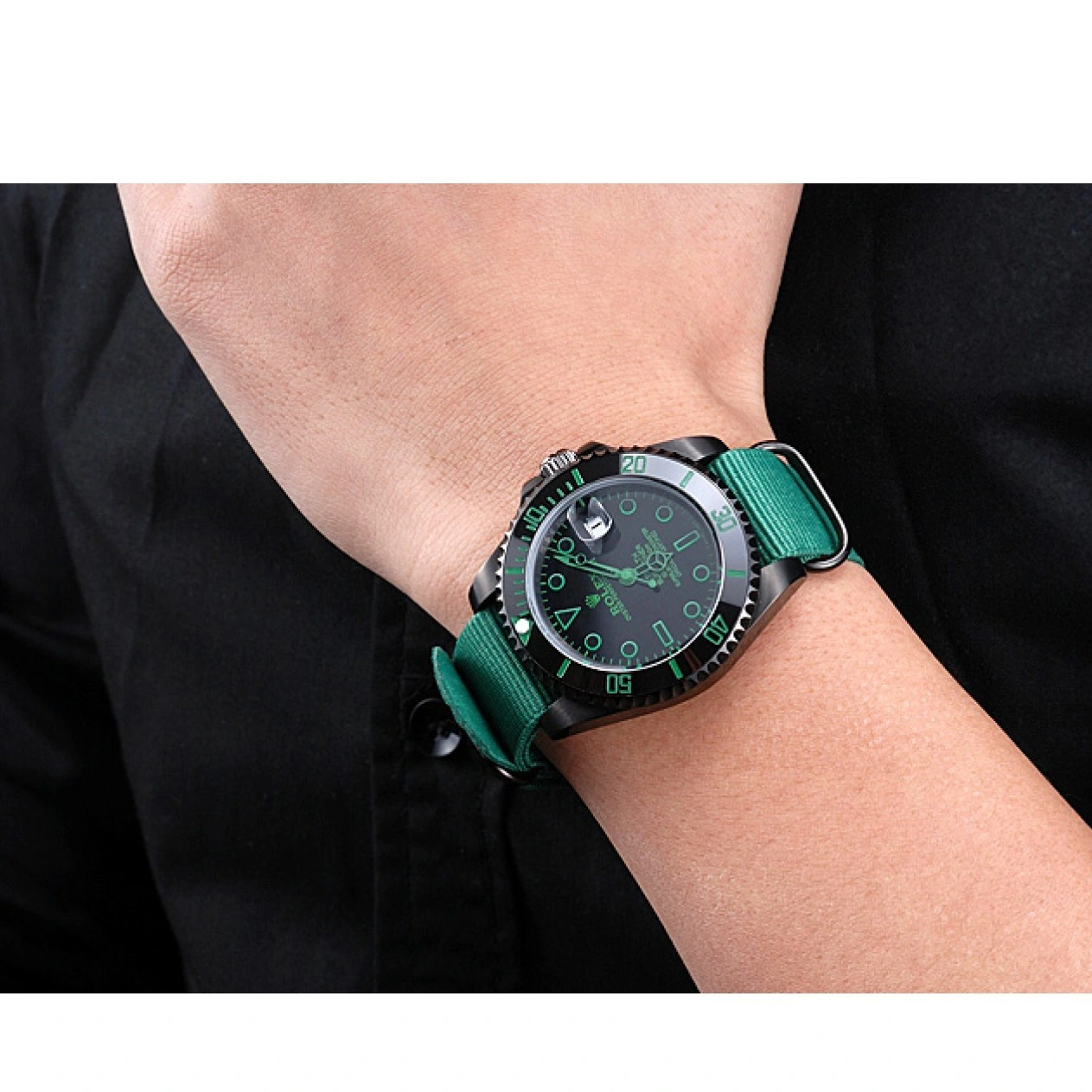 Aaa replica Nylon 622009 Submariner Strap Stealth Green Rolex 1029